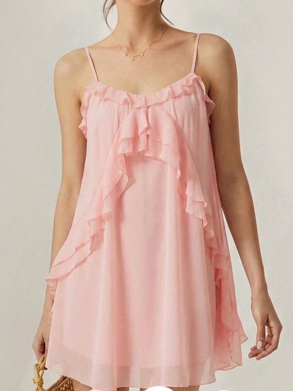Commense Ruffle Trim Cami Mini Dress S